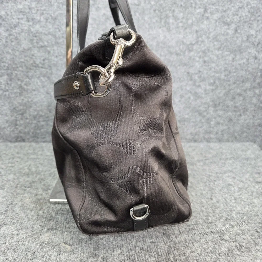 Coach Black Canvas Signature Campbell Convertible Satchel Bag F26243 Y2k - Picture 6 of 14